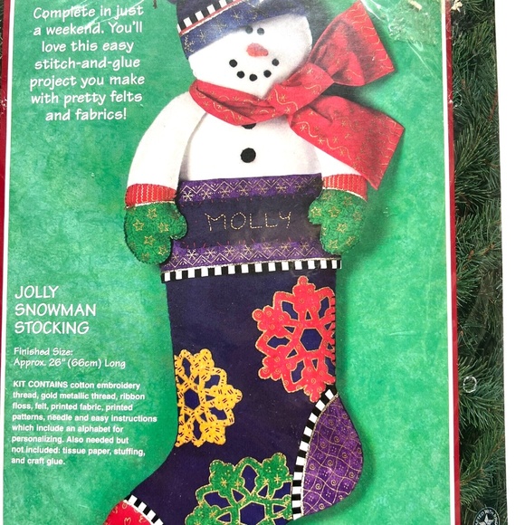 Sunset Jolly Snowman Stocking Felt Applique Stitch & Glue Kit NEW Sealed 1997 - Picture 1 of 3